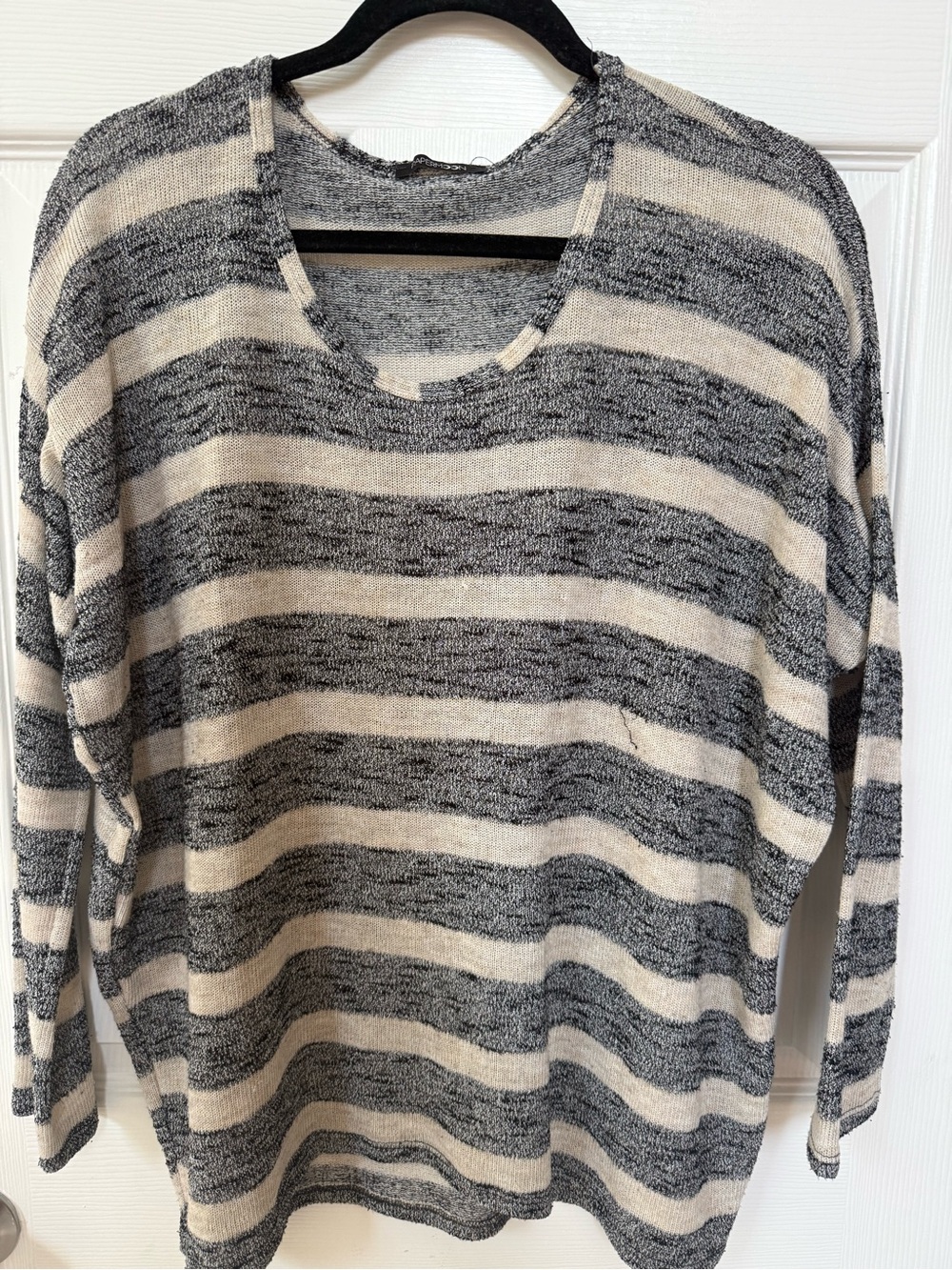 Papermoon Black & Cream Striped Knit Top
